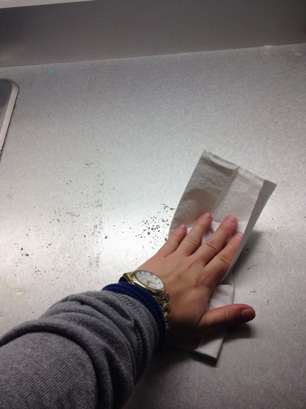 Use the papertowl to clean up your mess. (I know you got Muscle Milk powder on the counter.)