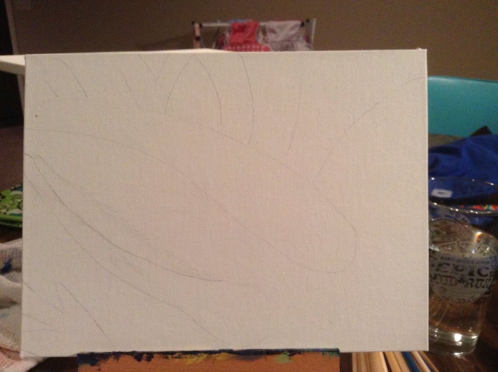 Use the pencil to sketch an outline of where your eye and stripes will be. This will allow you to leave part of your canvas blank when painting the darker colors.
