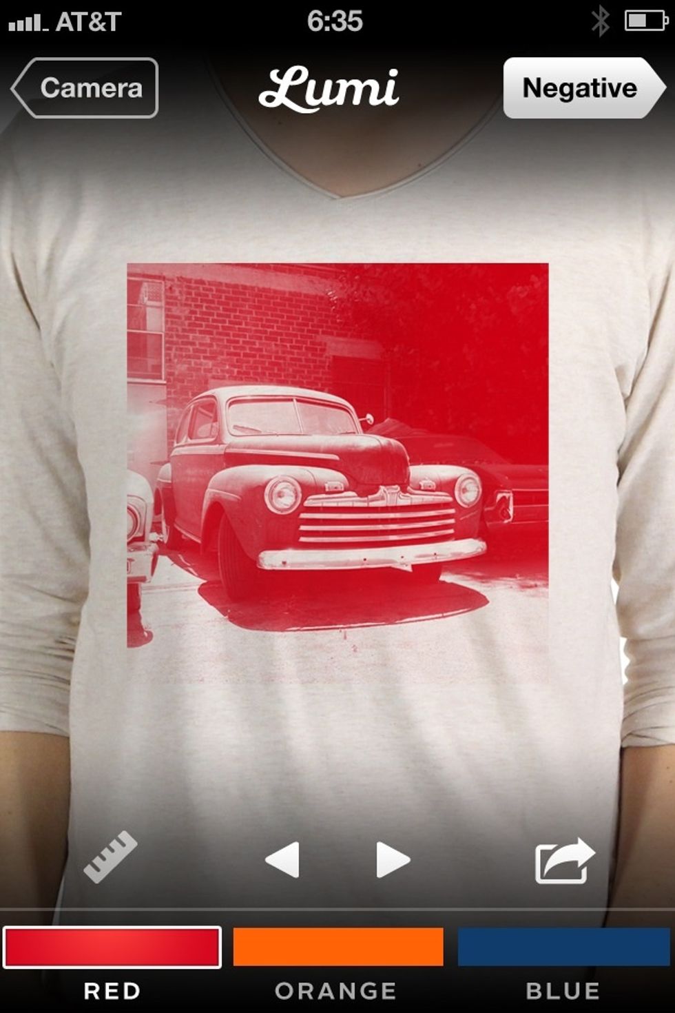 Use the PREVIEW function to see what your print will look like on a shirt. Or use the LUMICAM function to overlay your image by holding your iPhone up in front of your own fabric!