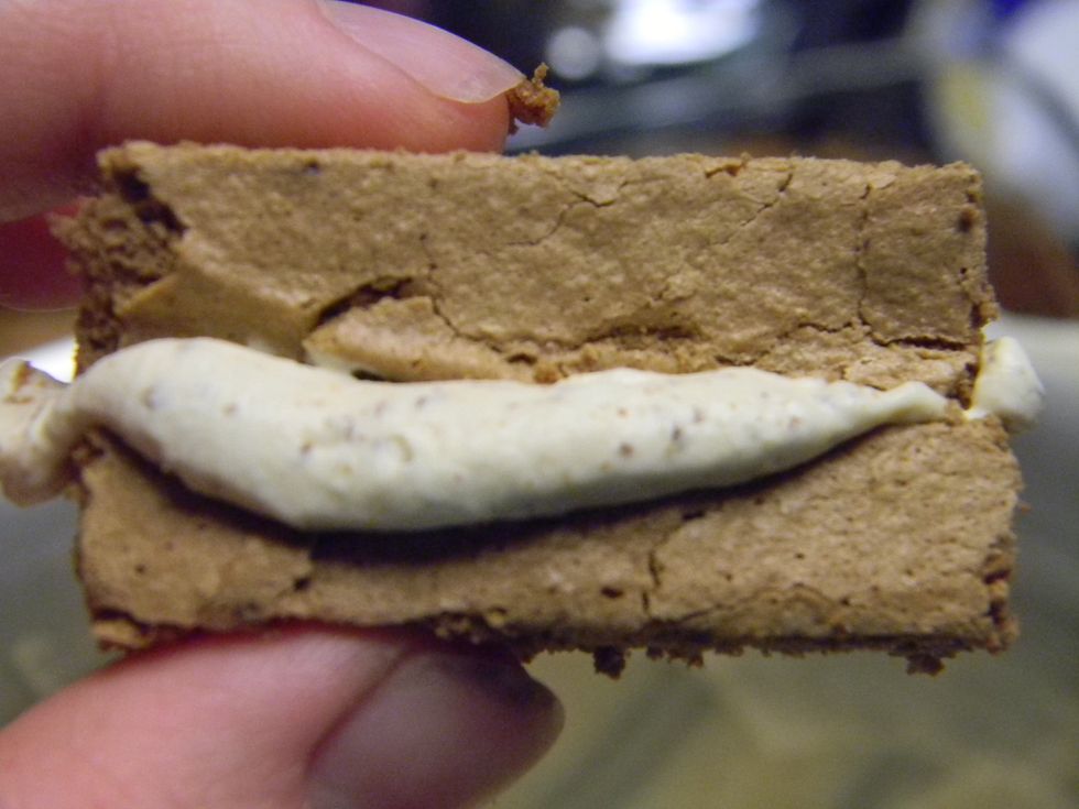 Use the rest of the cream and cake to make fun little sandwiches.