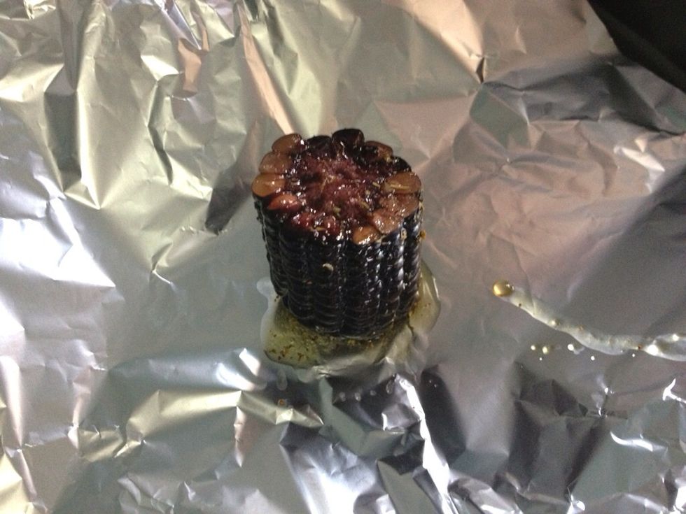Use the same method for onions. Make a bag from foil and put the corn cob in the middle