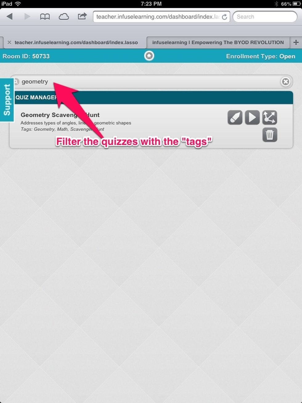 Use the search box to filter quizzes by tags and view relevant assessments.