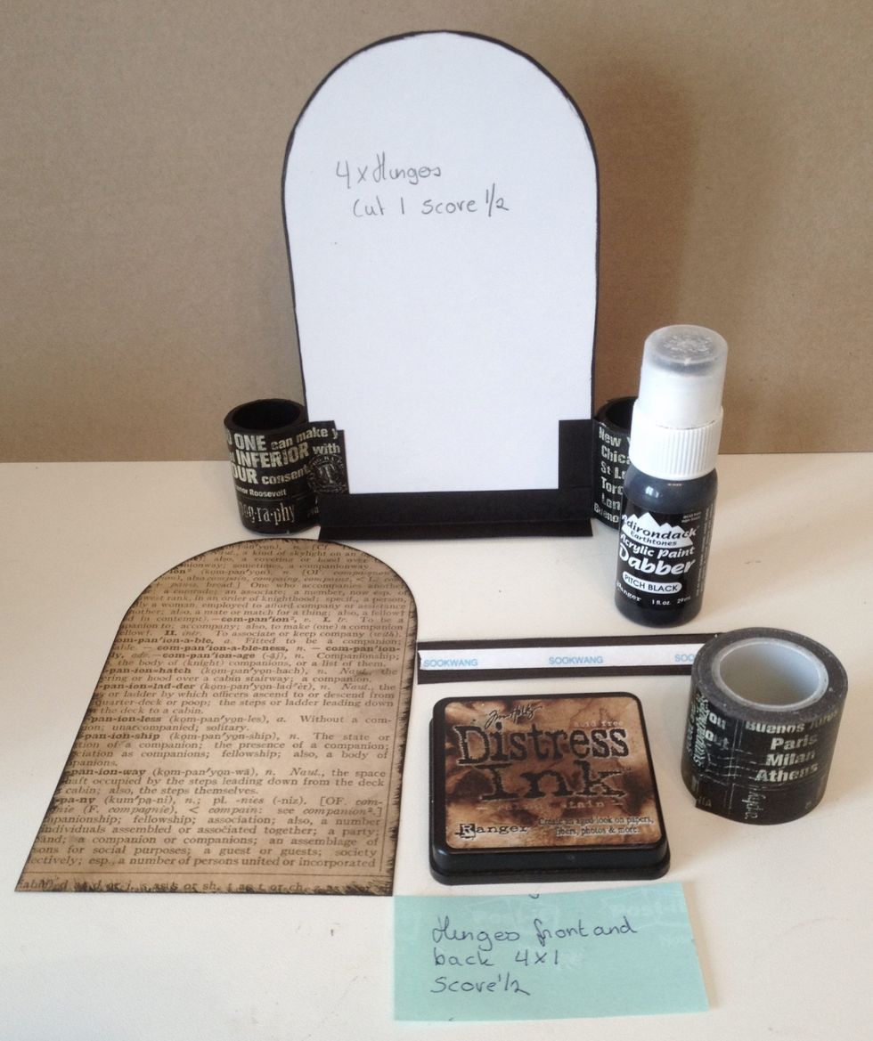 Use the template for the Typography paper.Glue hinges on both sides on the stand bottom.