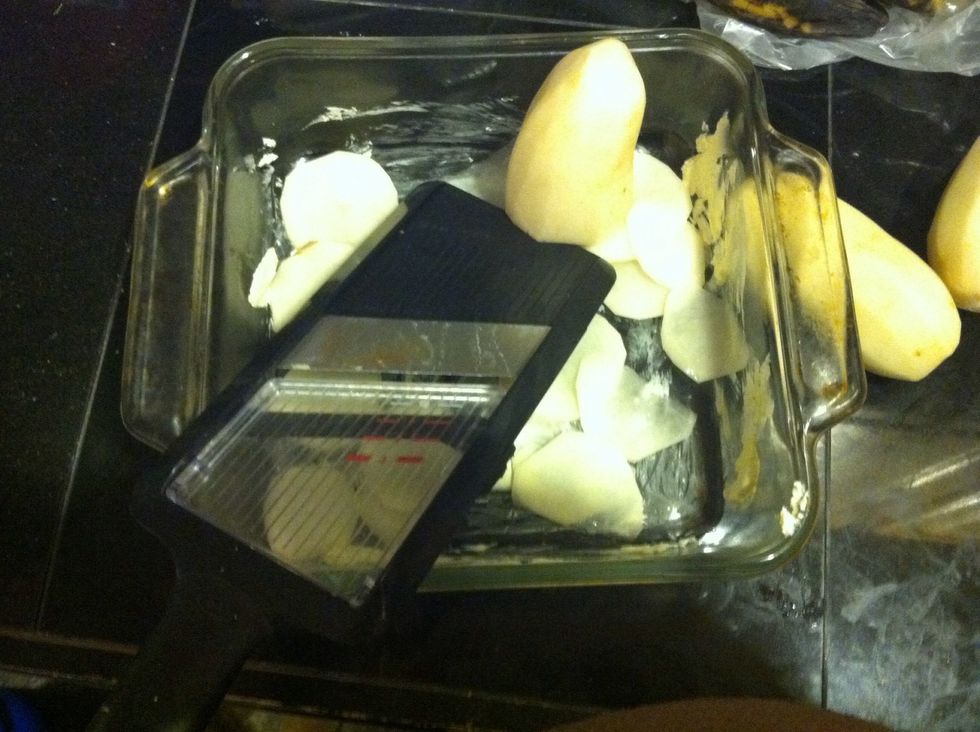 Use this to cut your potato so you can get the perfect thin slices