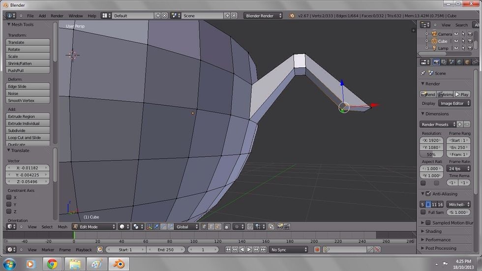 Use transform on the two lower vertices of the face, pull them slightly upward to create a flatter surface.