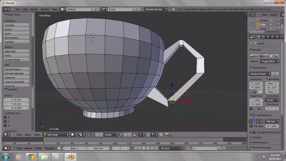 Use transform (shortcut G) to pull it toward the base of the handle.