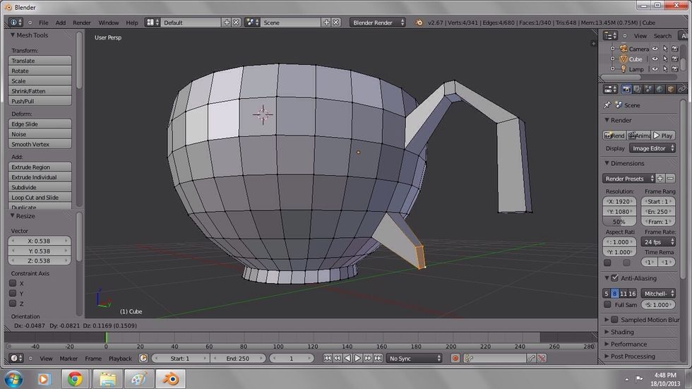Use transform (shortcut G) to pull the bottom of the handle up if it's too low.