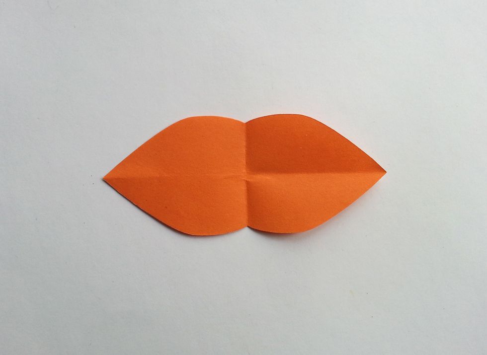 Use two different colors for the wings (upper and lower). Cut any one of the craft papers for the upper part of the wing as shown in the picture.