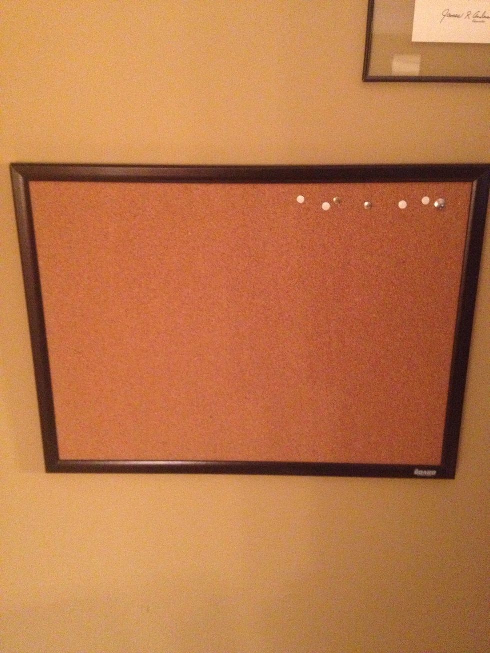 Use wall space, I hung up a bulletin board, here I will hang workouts, motivational stuff, CDs