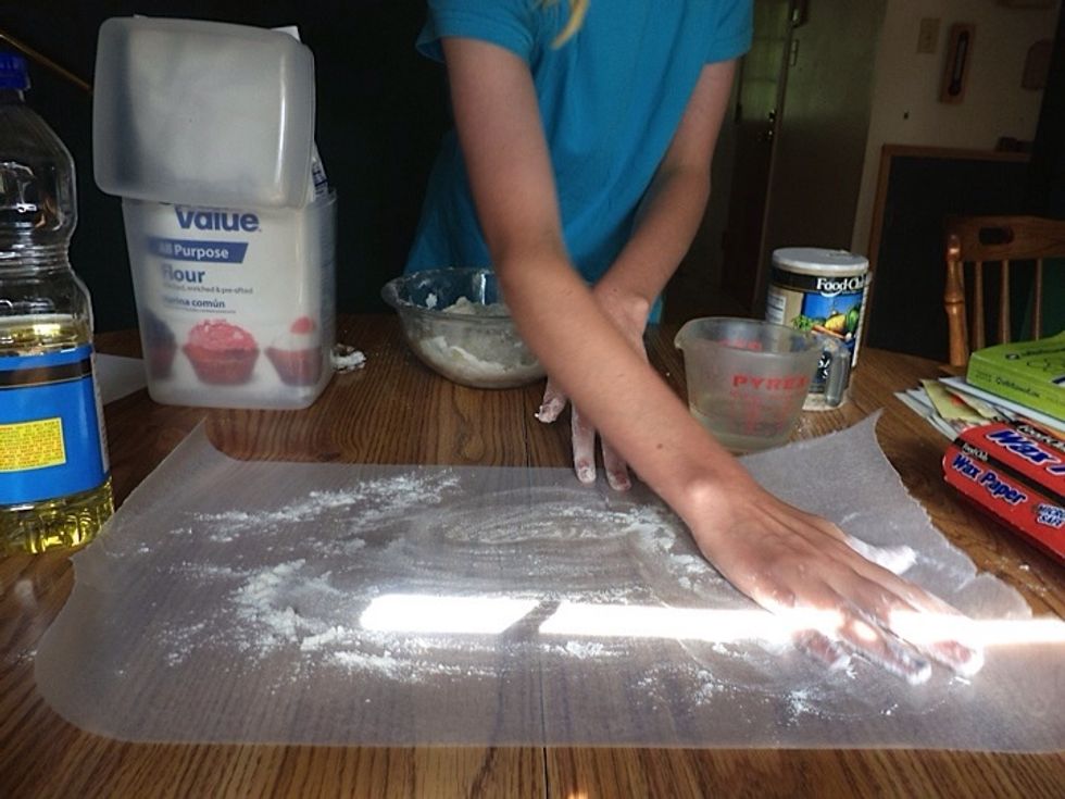 use wax paper to surface your area so you can roll your dough and such