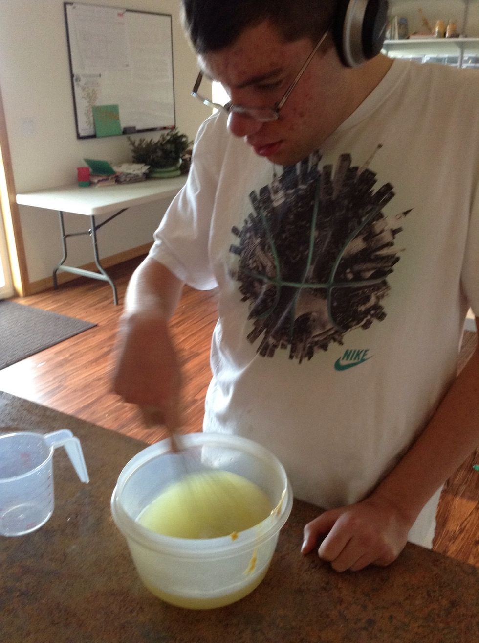 Use whisk to mix the broth together