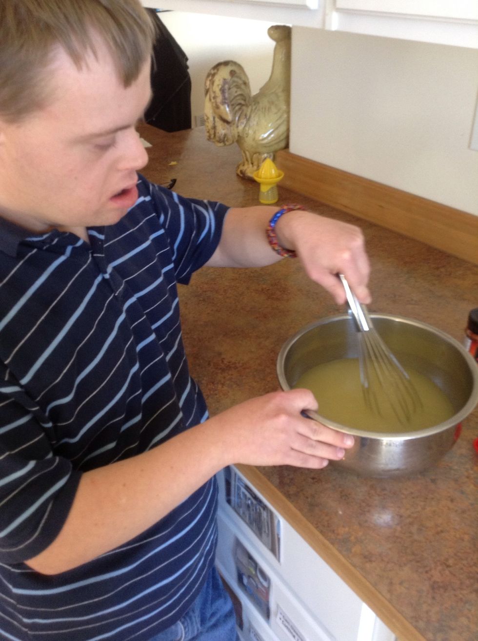 Use whisk to stir broth
