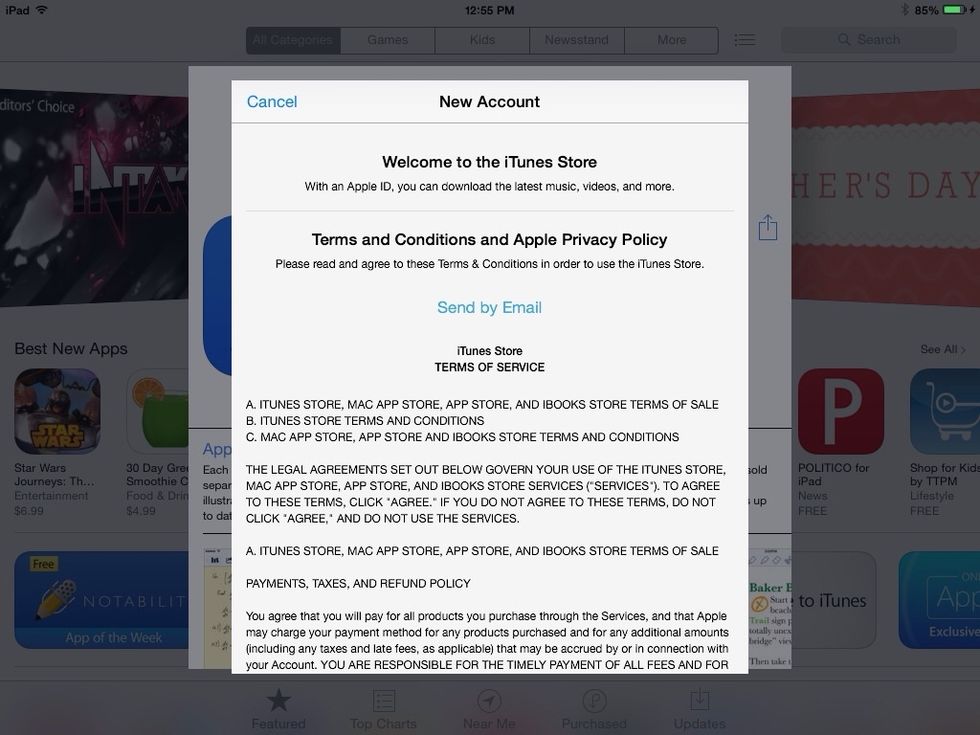 Use your finger to scroll through to the bottom of this screen...
