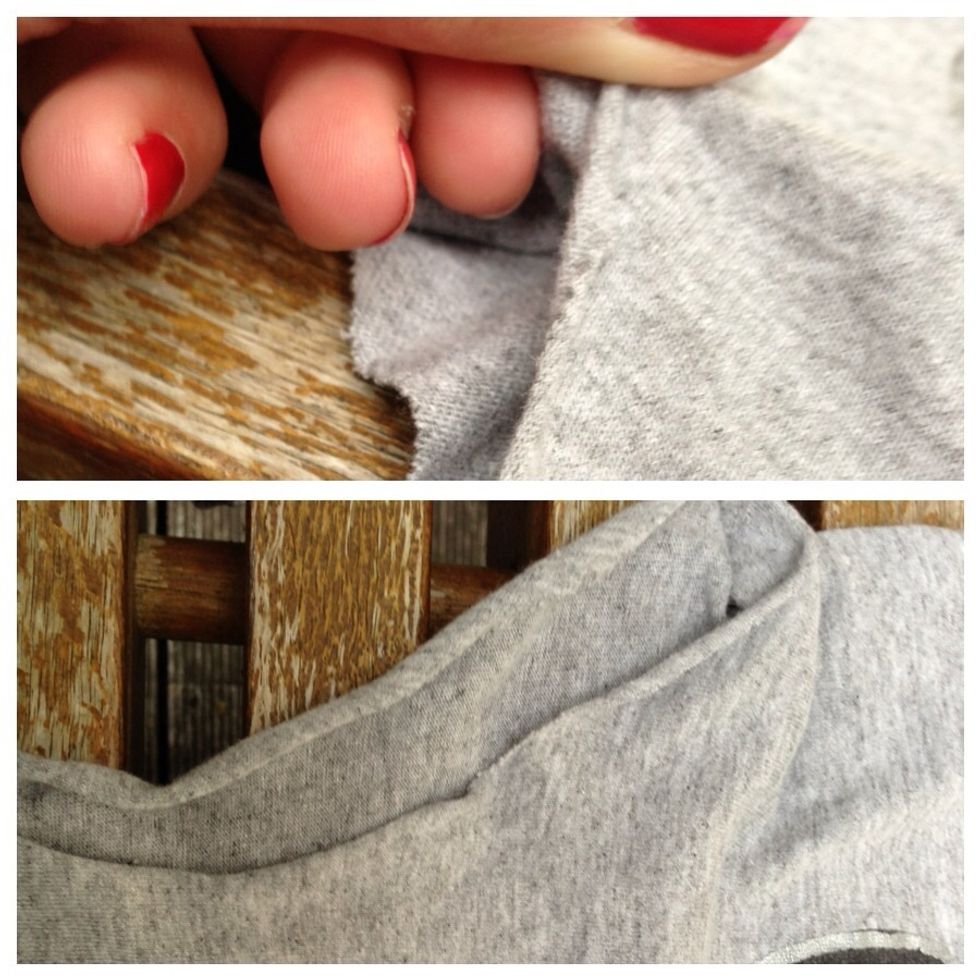 Use your finger to tug around the un-even edges till you get a rolled sort of look.