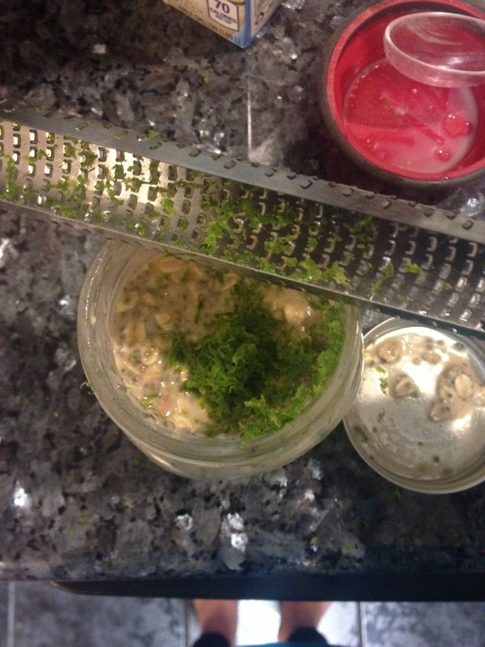 Use your handy dandy microplane grater to zest your lime, then add the juice, and- you guessed it- Shake!