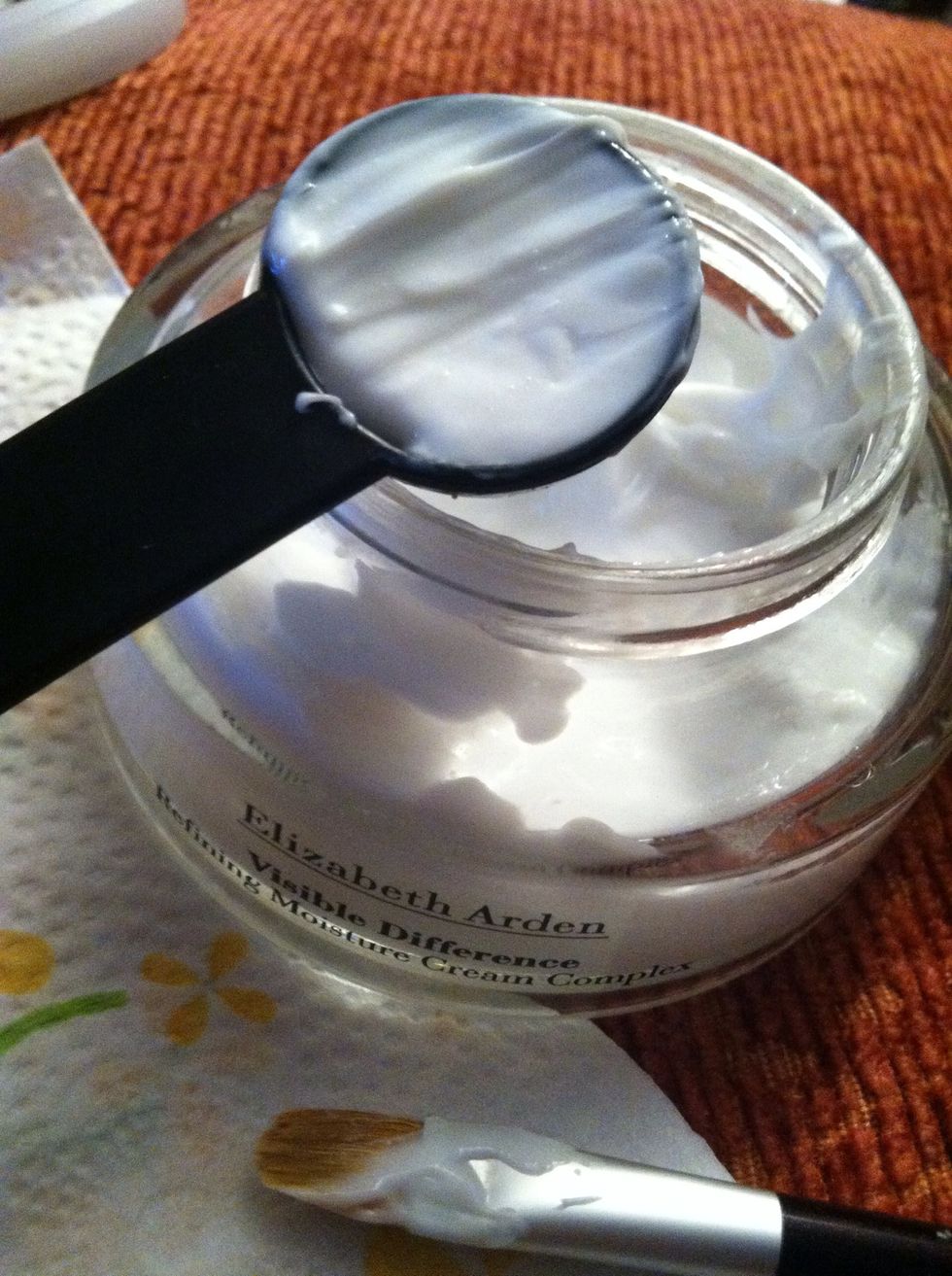 Use your mixer or in this case my brush to put 1 tsp of moisturizer.