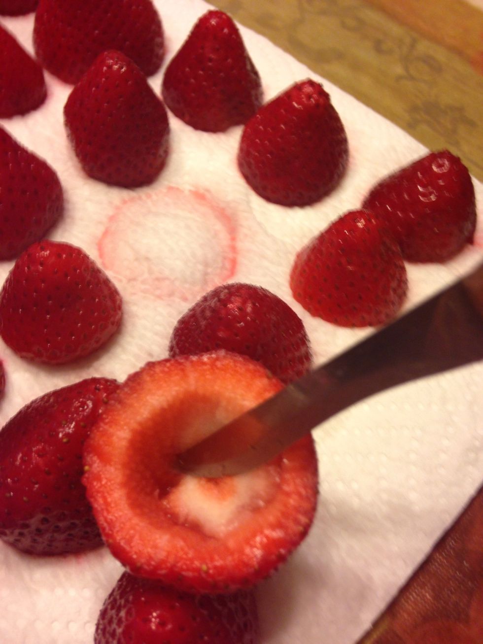 Use your pearing knife to carefully cut out the white center