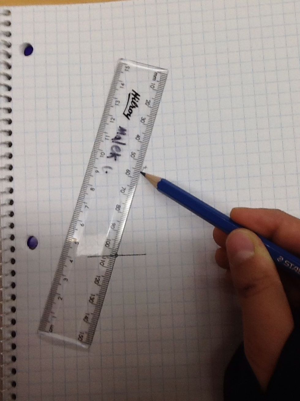 Use your ruler and connect the two dots with a line.
