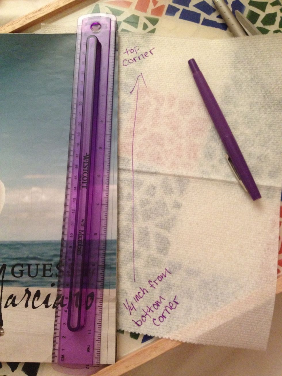 Use your ruler to connect the mark you made to the corner above it.