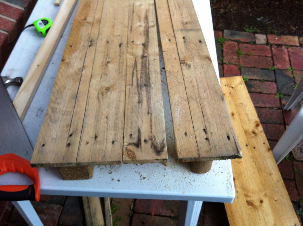 Use your saw to chop the pallet down to size, watch out for your fingers.