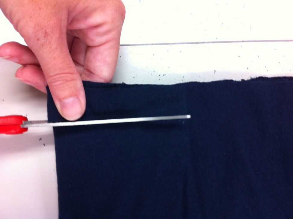 Use your thumb as a guide to how thick to cut the strips.