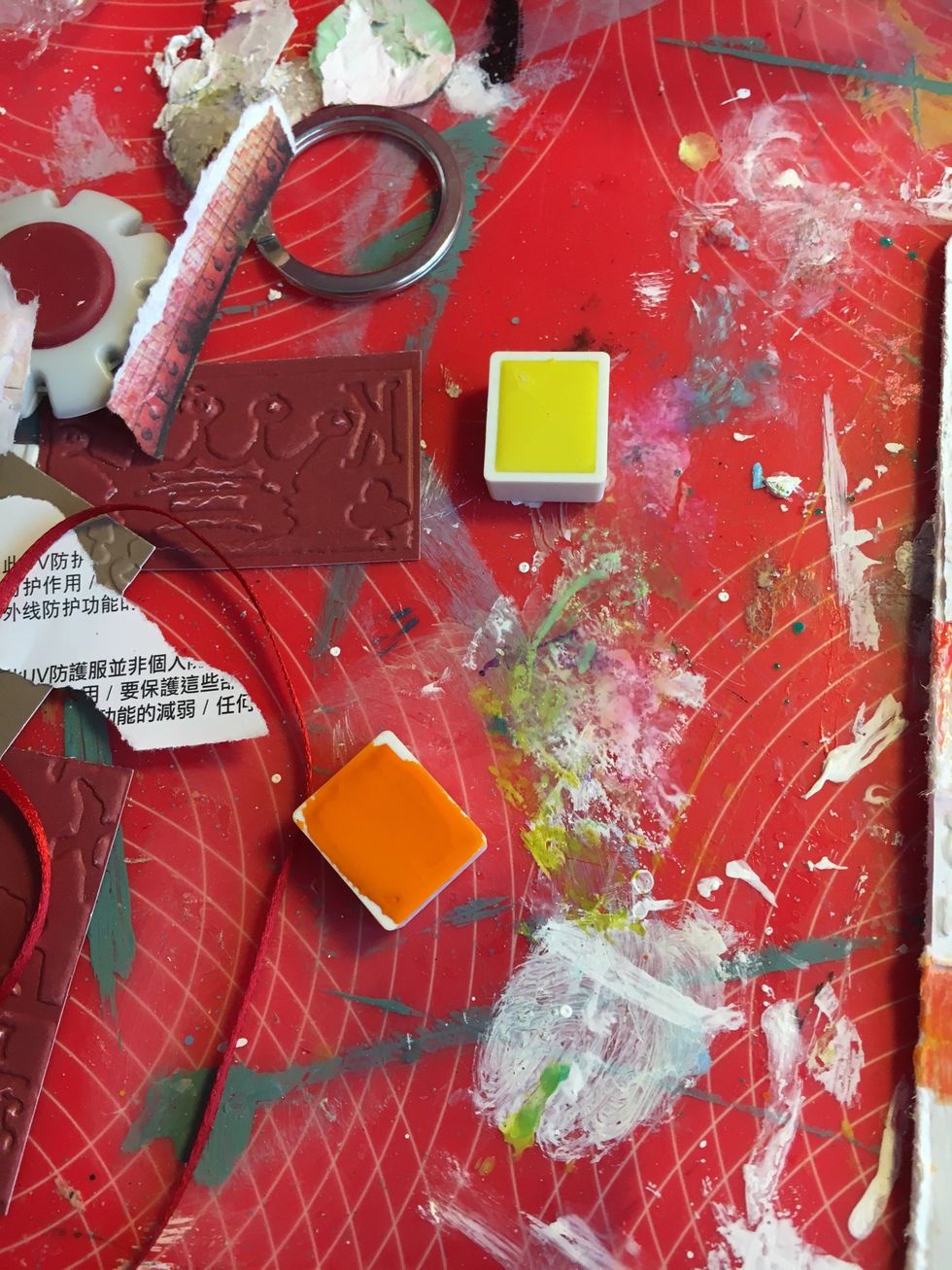 Used watercolour on wet paper and move the tag gently