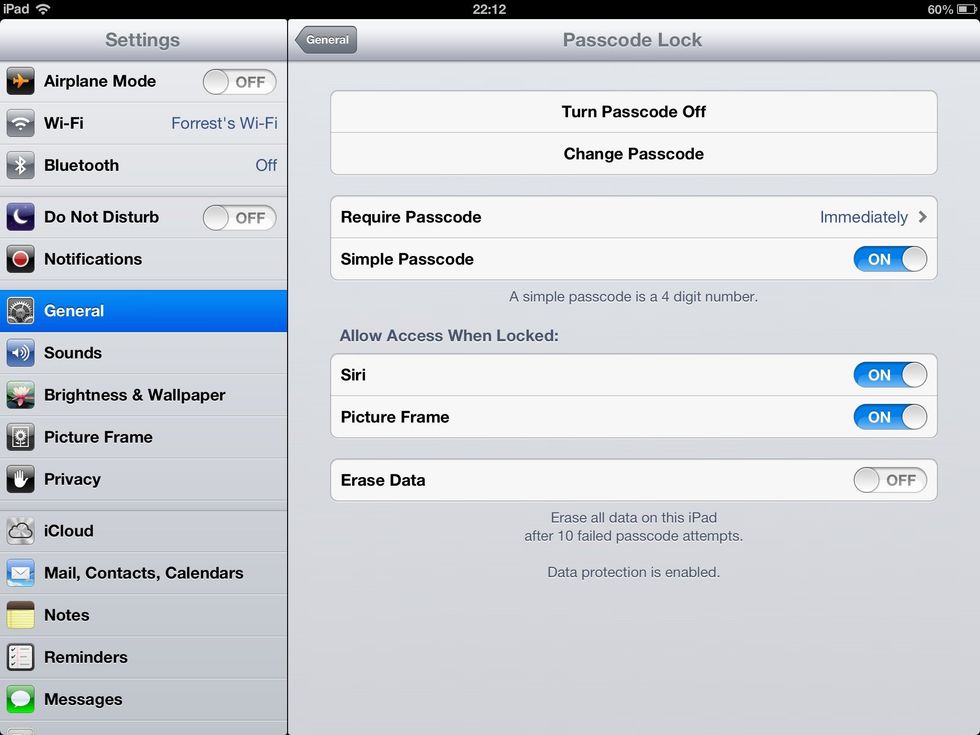 Users with a pass code need to go to lock settings and turn picture frame on