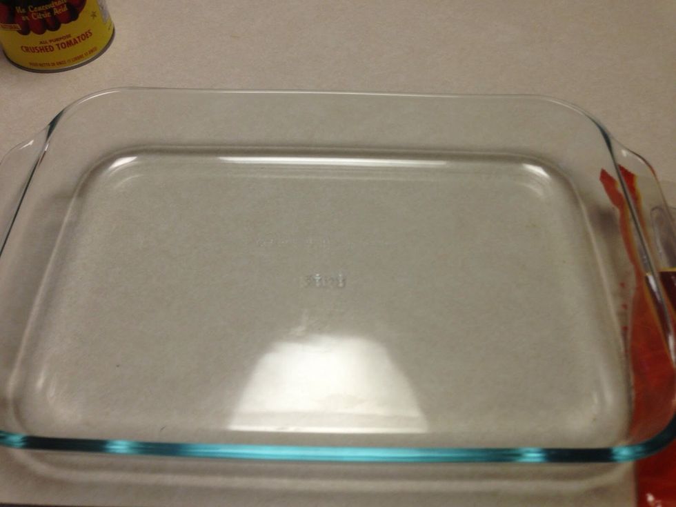 Using a casserole dish, spray with cooking spray.