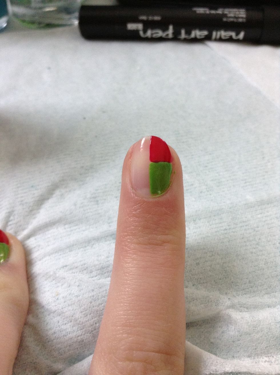 Using a different color, make another square in the top right corner above the one you just made before.