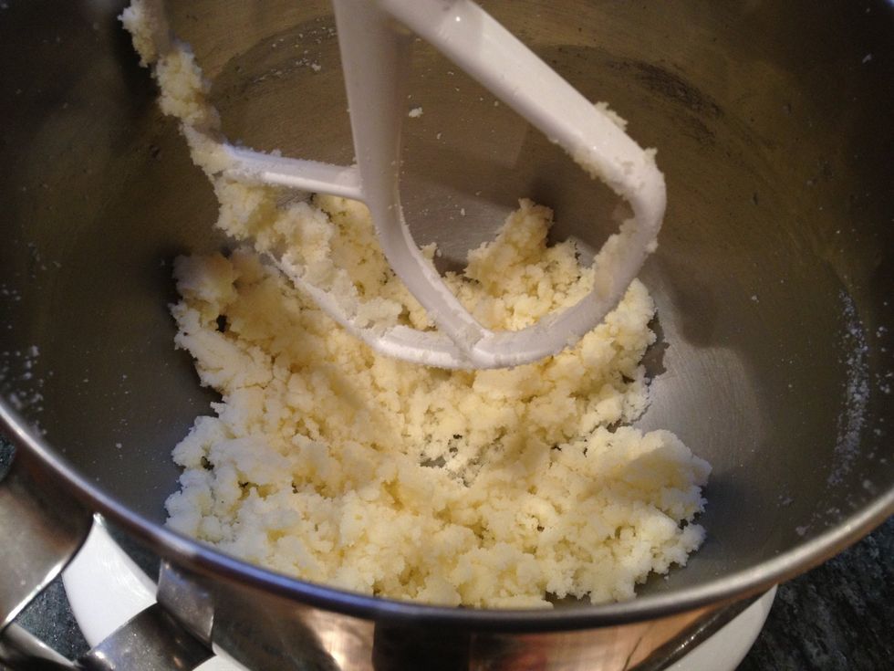 Using a electric mixer, beat together the butter and granulated sugar until light and fluffy.