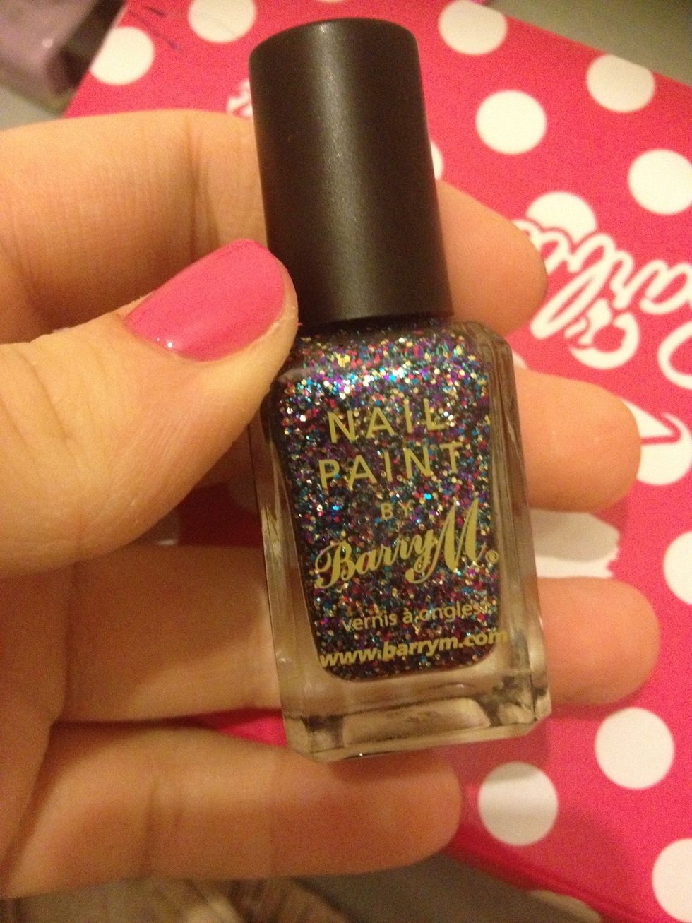Using a glitter nail polish... ( this one is called amethyst glitter by Barry m)
