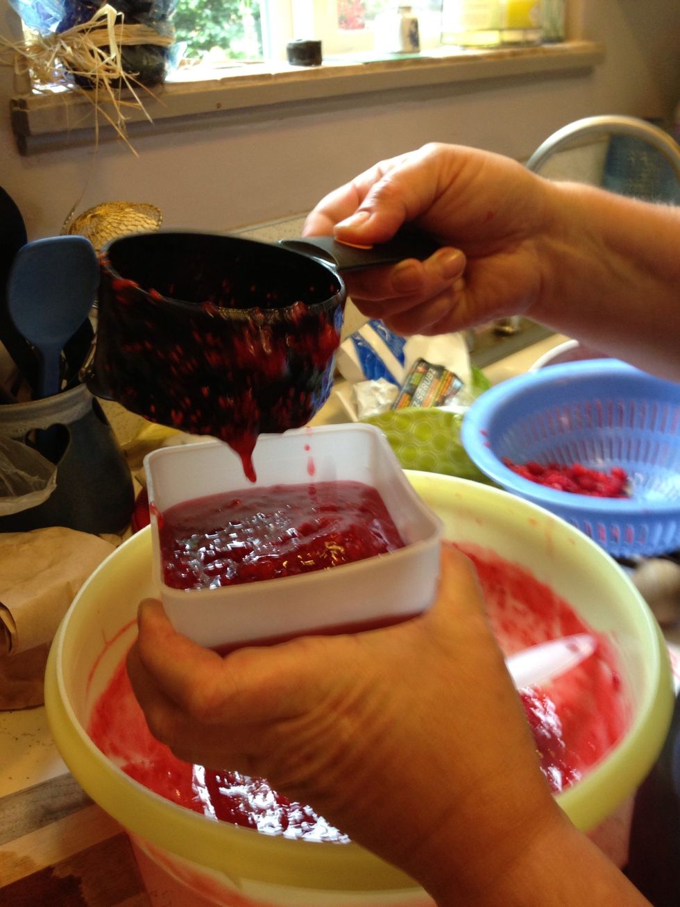 Using a measuring cup helps.