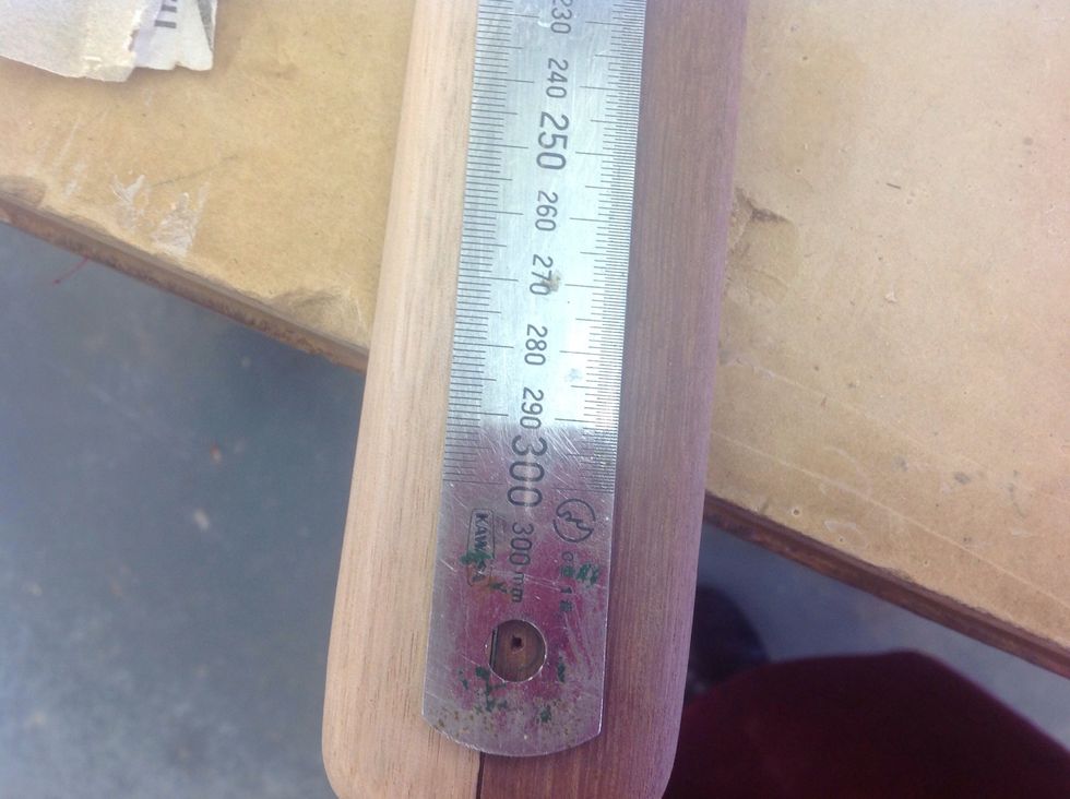 Using a mm ruler draw a circle at the end of your board so it looks like...