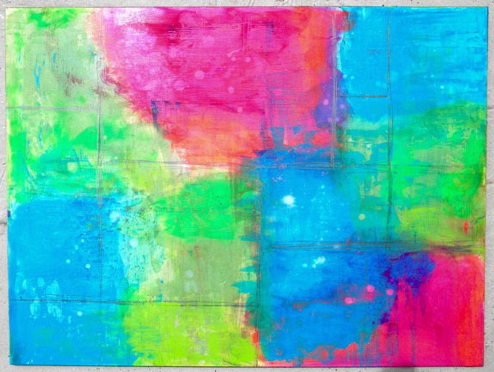 Using a pencil, start making blocks approximately where your color blocks are. The color blocks become the subject of this project so composition is important. I try to stick to the Rule of Thirds.