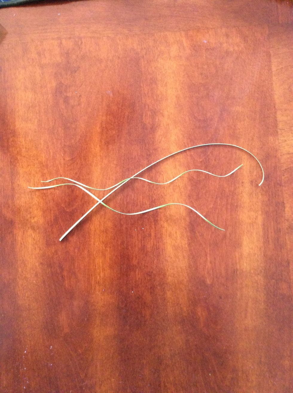 Using a sharp scissor or your paper cutter, cut the thinnest strips of paper you can manage.