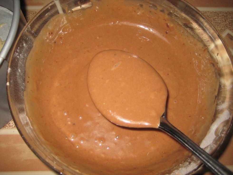 Using a similar sized large spoon, scoop the chocolate mix.