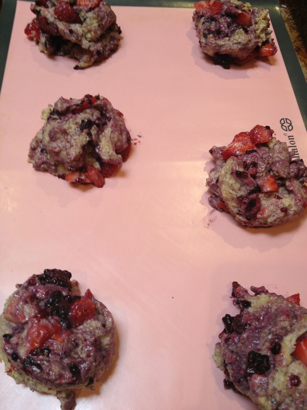 Using a spoon or measuring cup, drop the batter onto the baking sheet. I made 8 scones from this recipe.