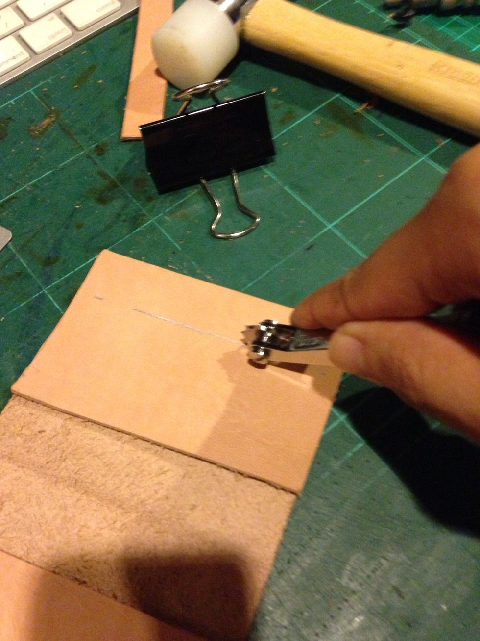 Using a stitching wheel mark the sewing line