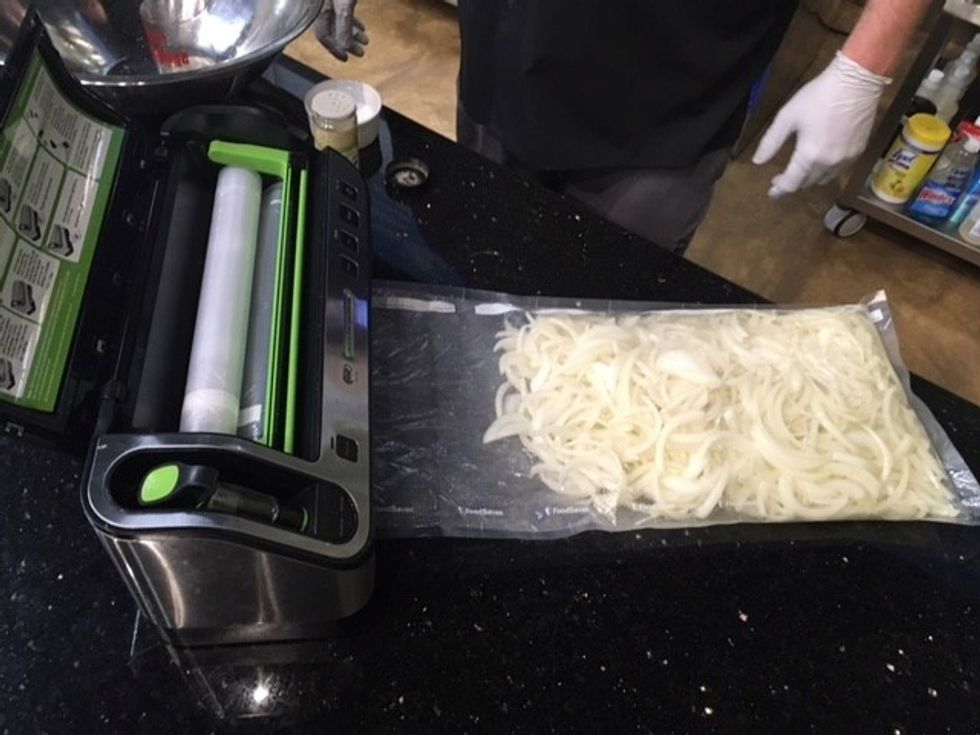 Using a Vacuum Sealer, vacuum the air out of the bag and heat seal tightly.