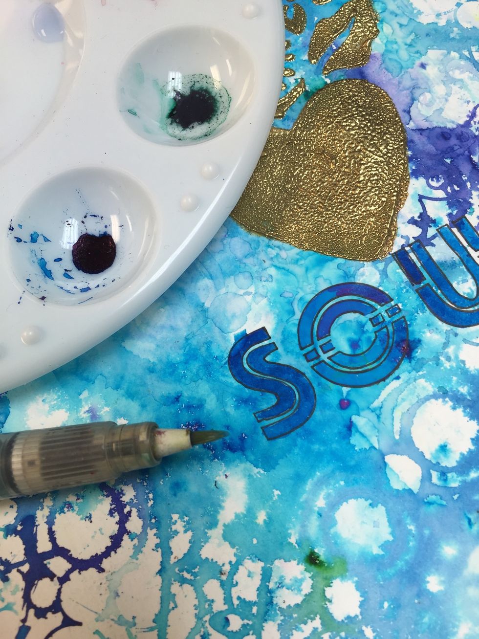 Using a waterbrush fill your letters in!