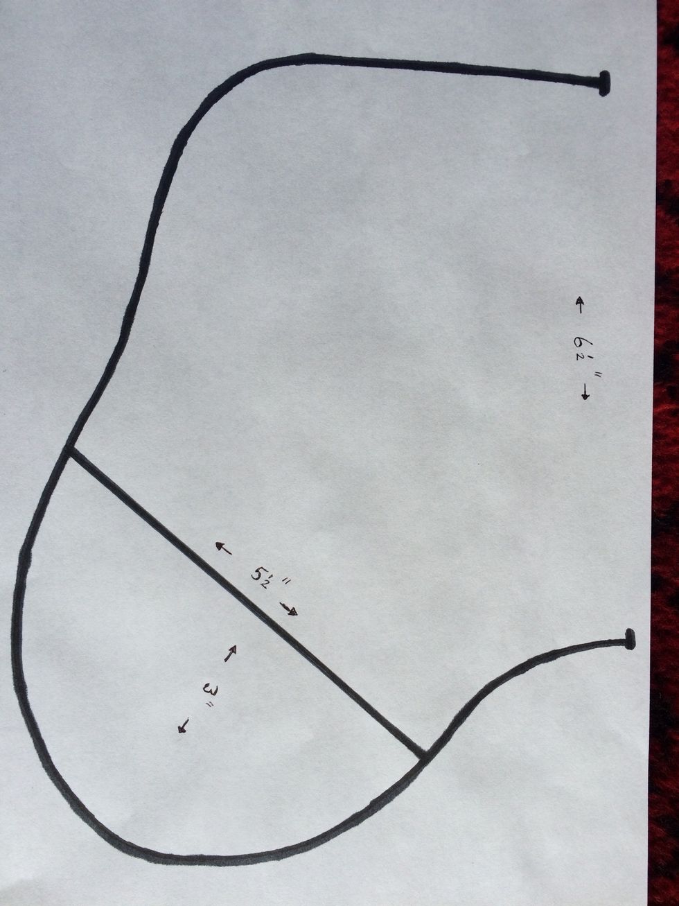 Using A4 paper draw foot template and add .25 inch seam allowance before cutting out. Join to first piece at marks