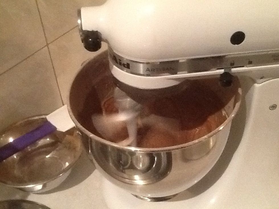 Using an electric mixer, beat butter, sugar, eggs, flour, cocoa, bicarbonate of soda and milk on low speed for 1 minute or until just combined.