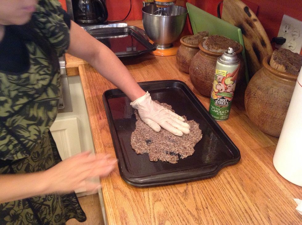 Using an oiled glove helps because the mix is sticky!