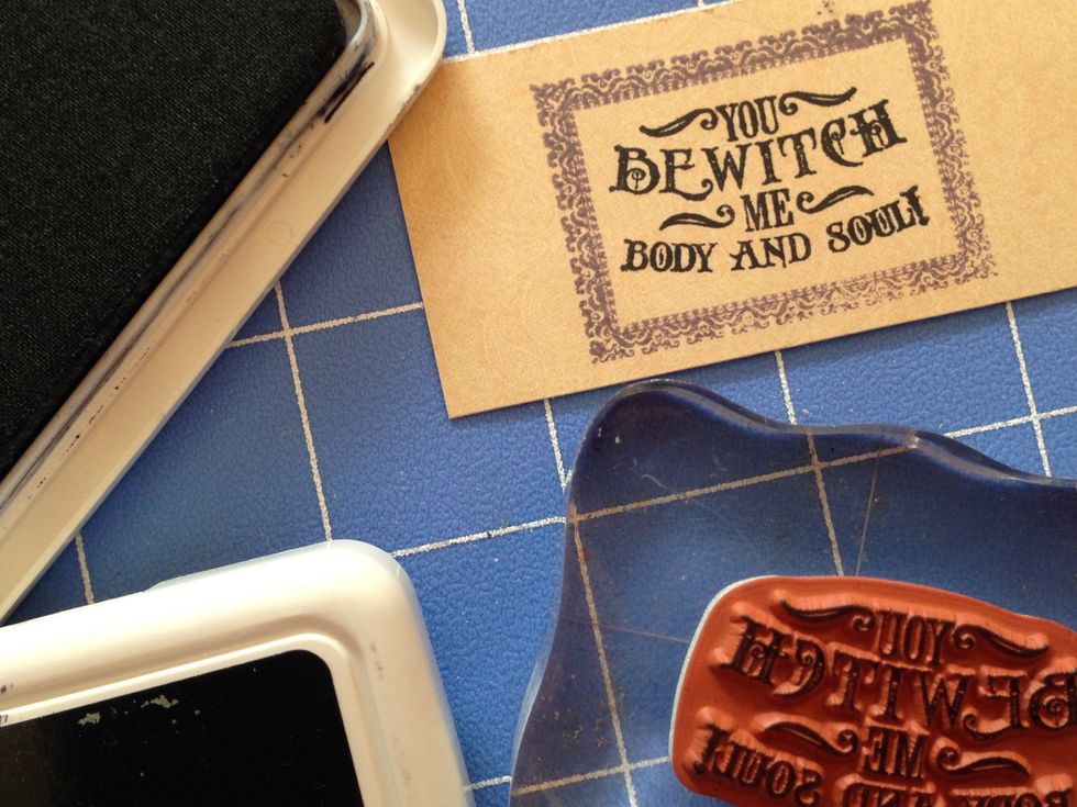 Using archival black ink, stamp the sentiment of your choice inside the box.
