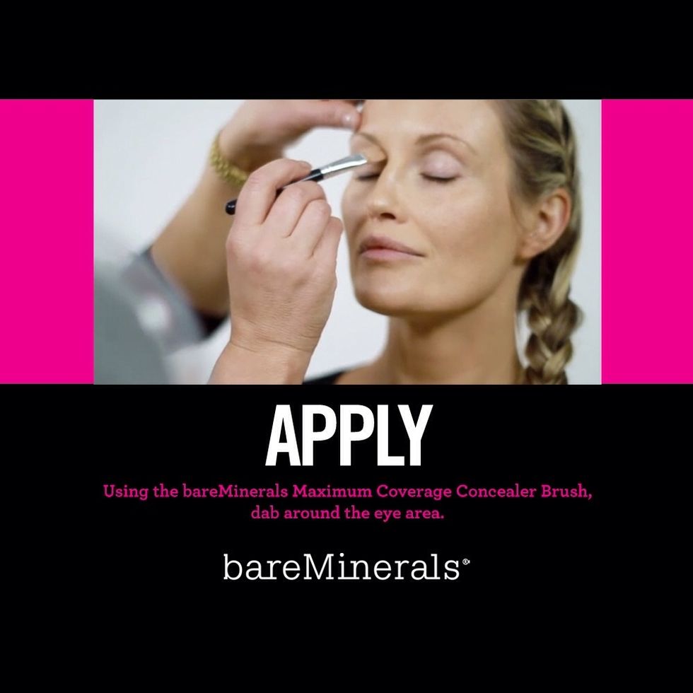 Using bareMinerals Maximum Coverage Concealer Brush dab the product around the eye area.
