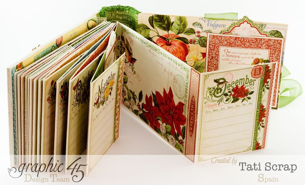 Using both monthly sheets from 8x8 and 12x12 Pad and covering back of each page with the "Time to Flourish Calendar" 8x8 Pad. Now I will share how I did the one month page...