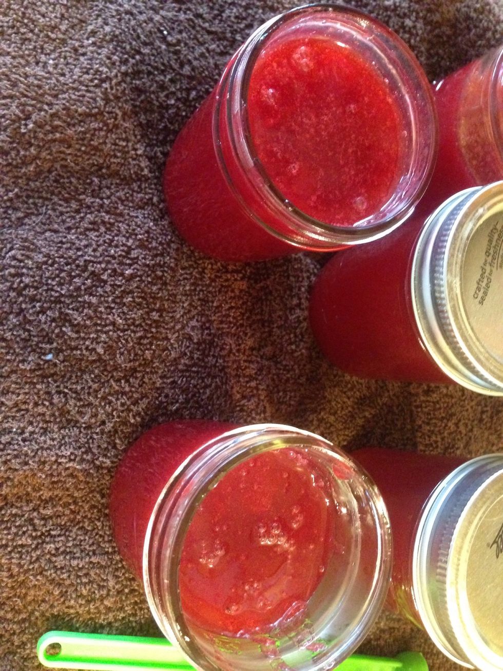 Using damp washcloth wipe rings& tim of jars before adding lids & rings.