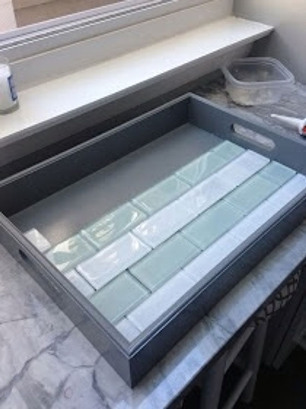 Using glass back splash tile choose a pattern that you like.