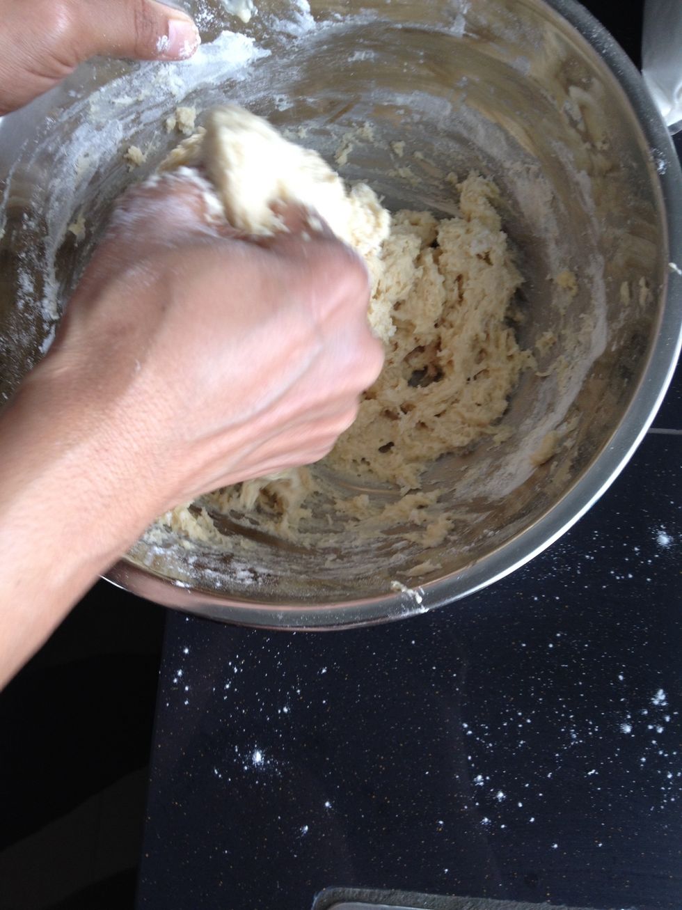 Using hands, mix well.