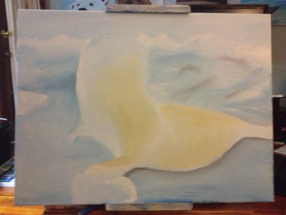 Using just a touch of ochre mixed in the white for the warm color on the seal.